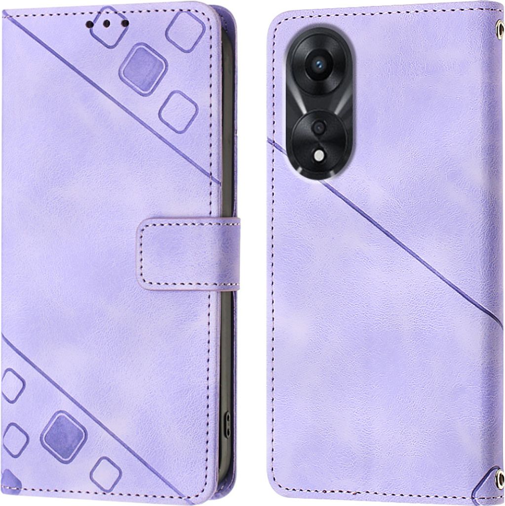 Hülle für OPPO A78 Prägung Flip Leder Brieftasche Schutzhülle mit Ständer Lila