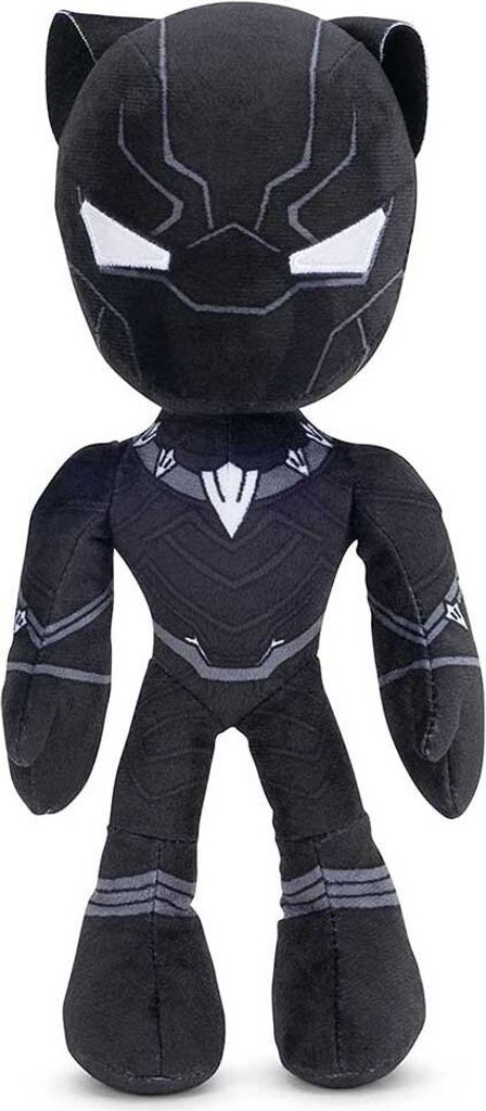 A plush toy of the Marvel character Black Panther, standing upright.