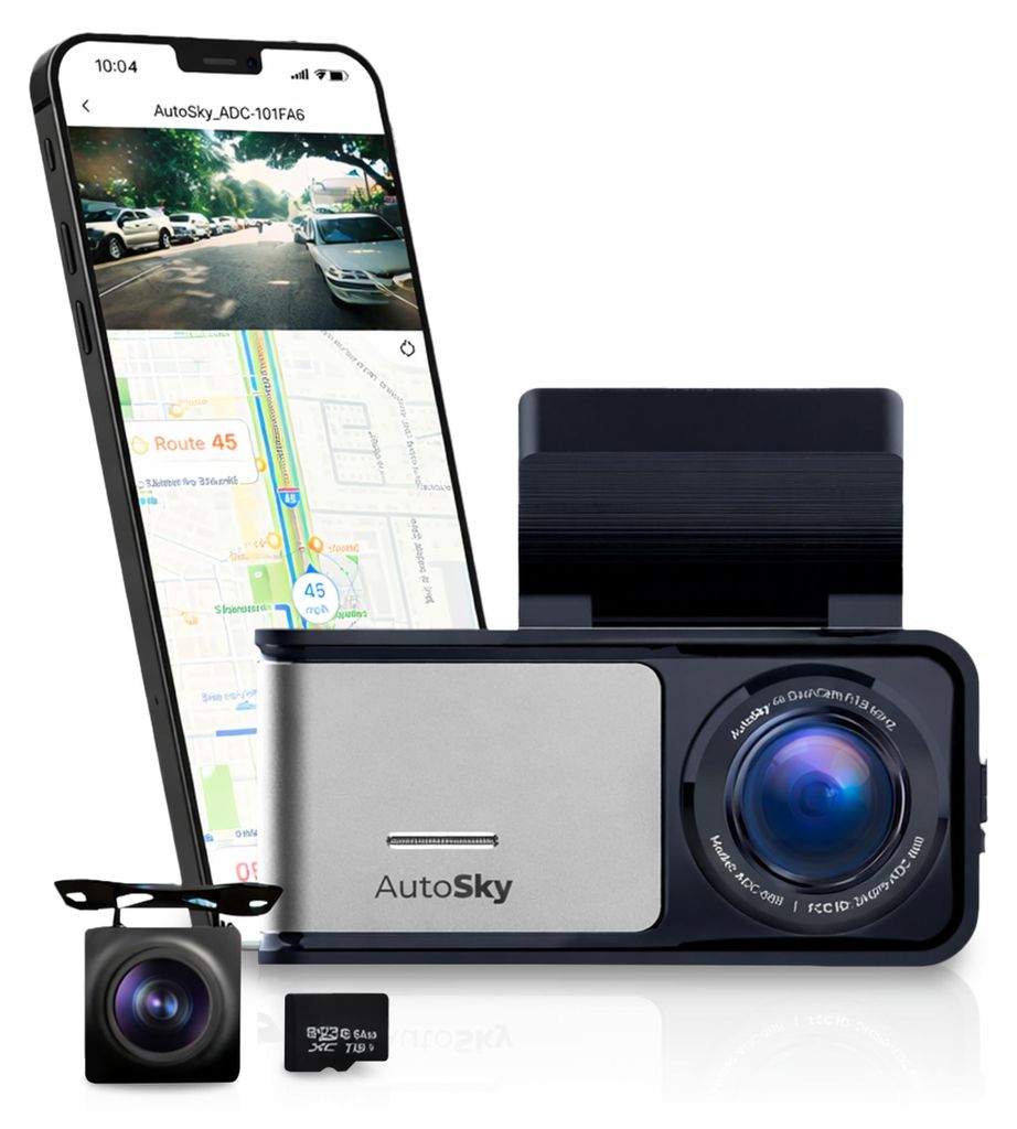 AutoSky 4K Dual Dashcam mit GPS & WLAN – Frontkamera 4K Produktbild 