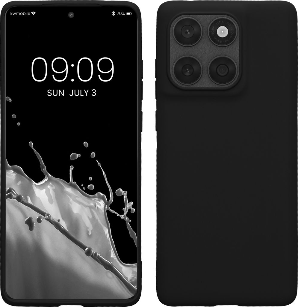 kwmobile Hülle kompatibel mit Motorola Edge 60 Fusion Hülle - weiches TPU Silikon Case - Cover geeignet für kabelloses Laden - Schwarz matt