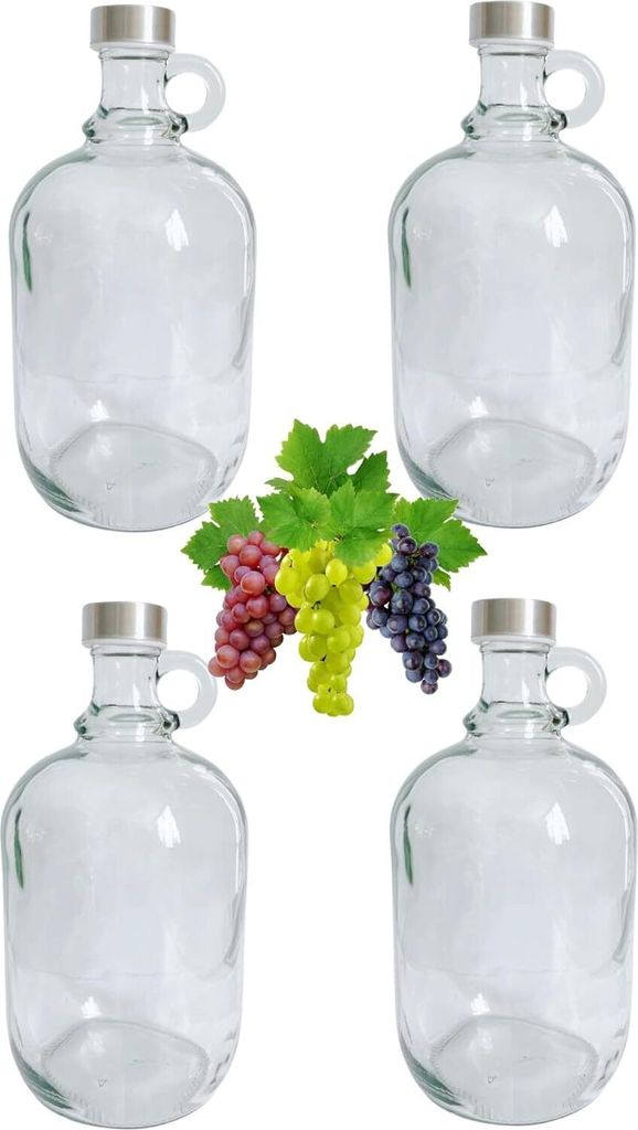 4 x 1,5L Flasche mit Schraubverschlüss Weinballon Glasballon Weinflasche Gallone