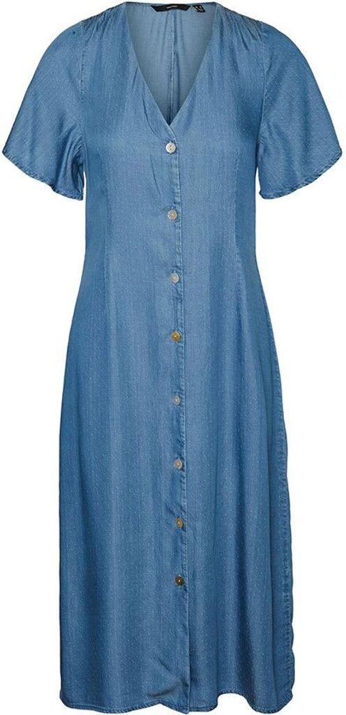 Vero Moda Liliana Calf Kurzarm Langes Kleid Blau XS Frau Blau XS