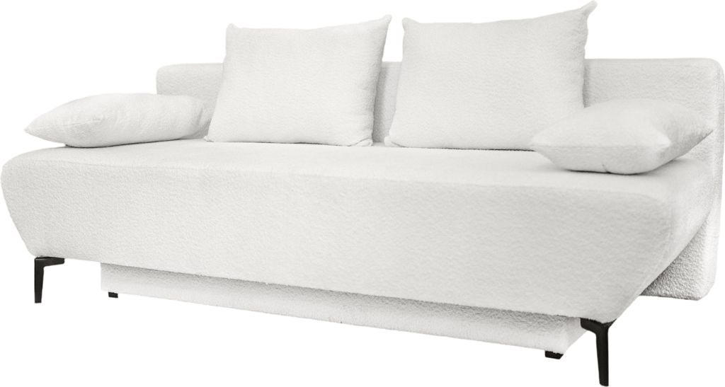 Kaiser Möbel Sofa mit schlaffunktion und bettkasten , Sofa 3 sitzer Antic stoff Ascot Weiss