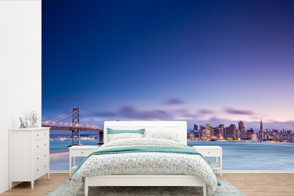 MuchoWow Fototapete für Wohnzimmer oder Schlafzimmer Wandtapete Vinyl Motivtapete San Francisco - Brücke - Stadt - 525x350 cm - Das Hintergrund...