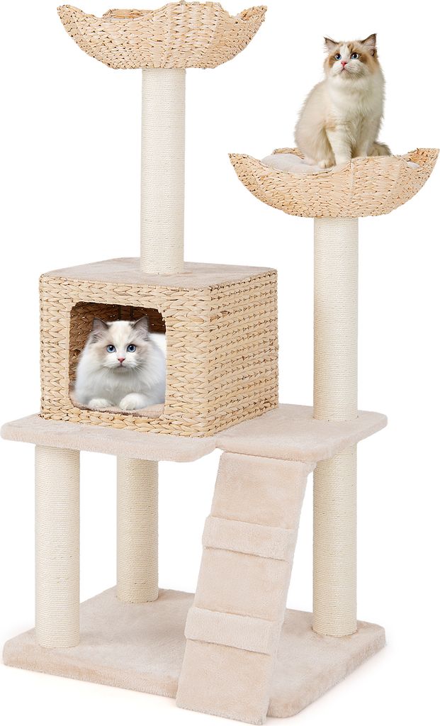 COSTWAY Kratzbaum 122cm mit Katzenhöhle, Katzenbaum mit 2 Produktbild 