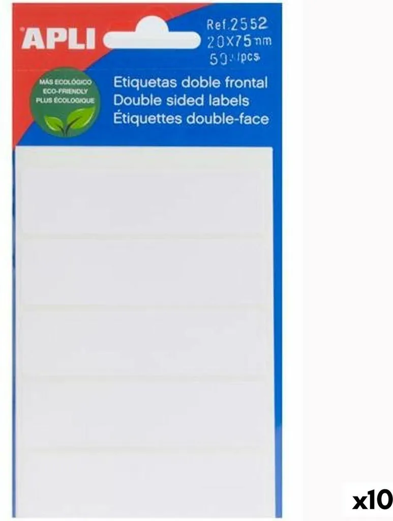 Etichette adesive Apli Carta bianca 5 fogli 20 x 75 mm (10 pezzi)