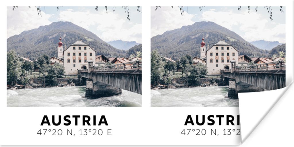 MuchoWow Poster Österreich - Herberge - Berge - Alpen 160x80 cm - Foto Poster