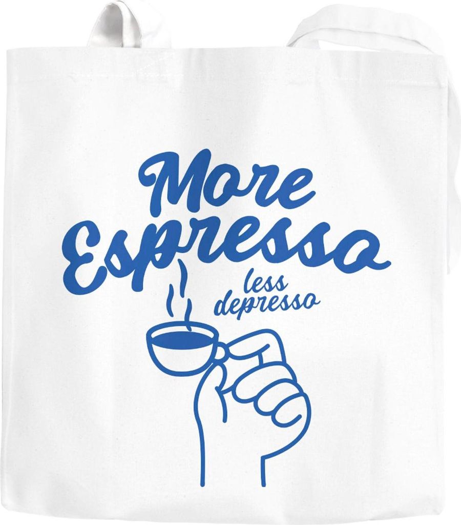 Jutebeutel mit witzigem Kaffee-Spruch – More Espresso less Depresso – Stofftasche für Coffee-Fans Moonworks