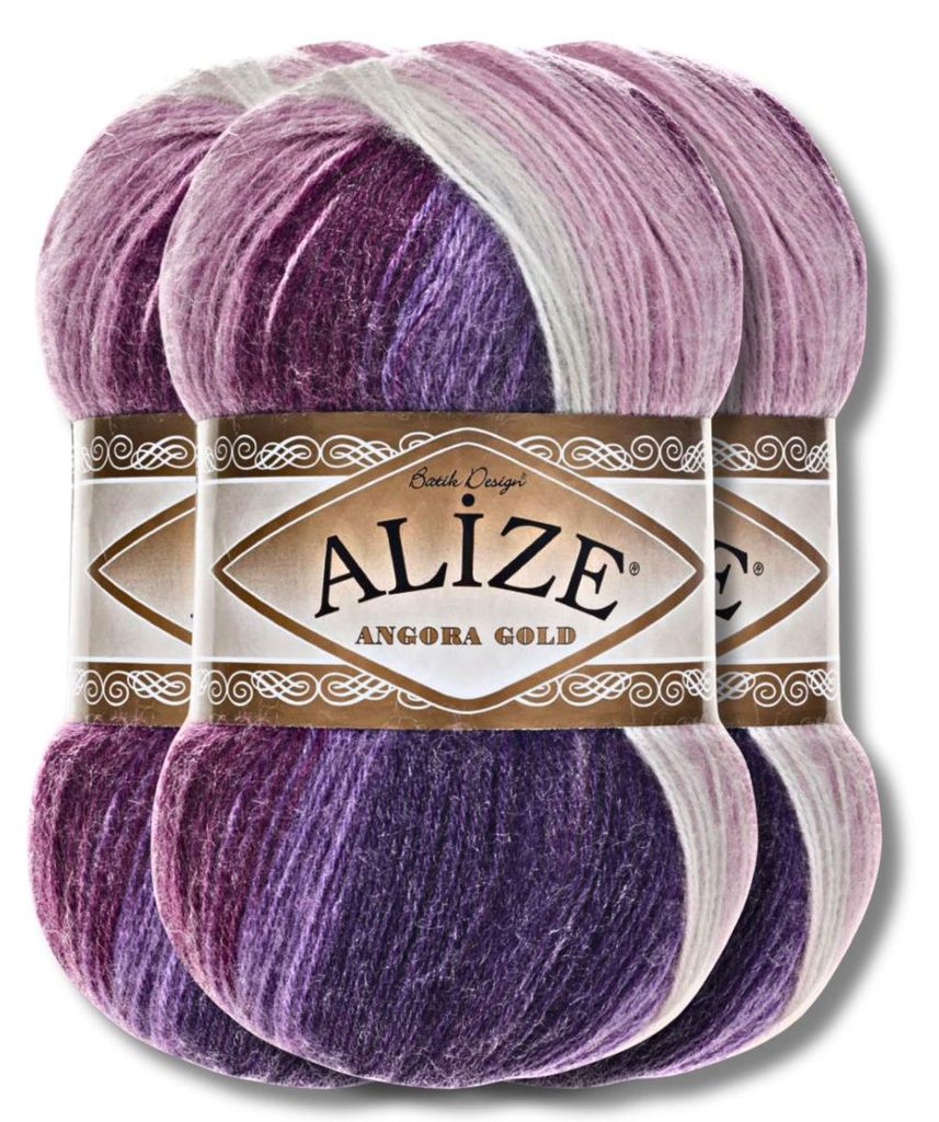 Alize 3x 100g Angora Gold Batik Wolle mit Farbverlauf, Häkeln, Stricken (2630)