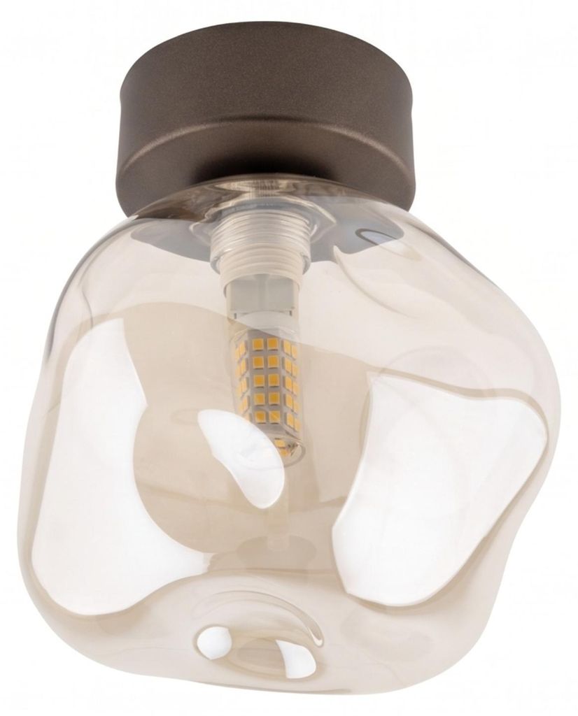 Deckenleuchte Metall Rauchglas G9 Braun Cognac rund Modern Produktbild  KI-generiertes Bild