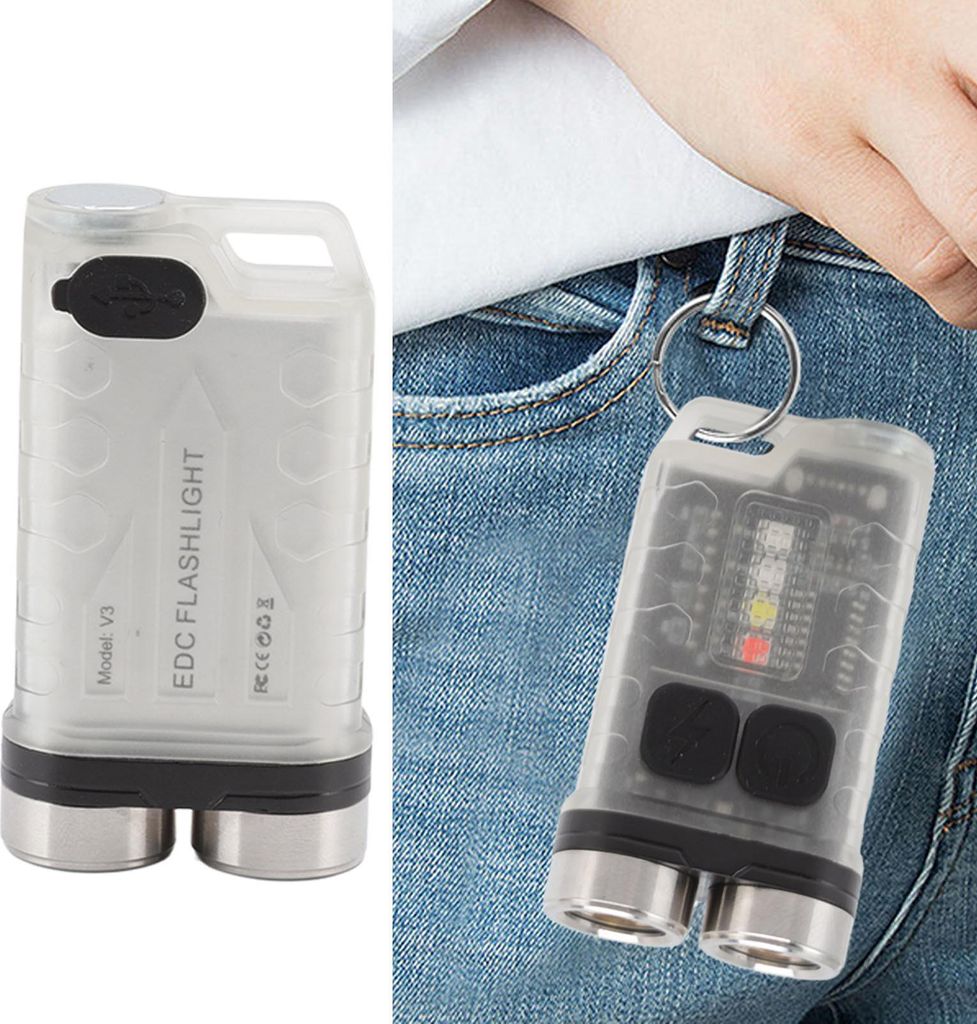 V3 Mini-Schlüsselanhänger-Taschenlampe USB wiederaufladbare kleine Taschenlampe Outdoor wasserdicht Camping Wandern Wartung Lichter tragbare magn...
