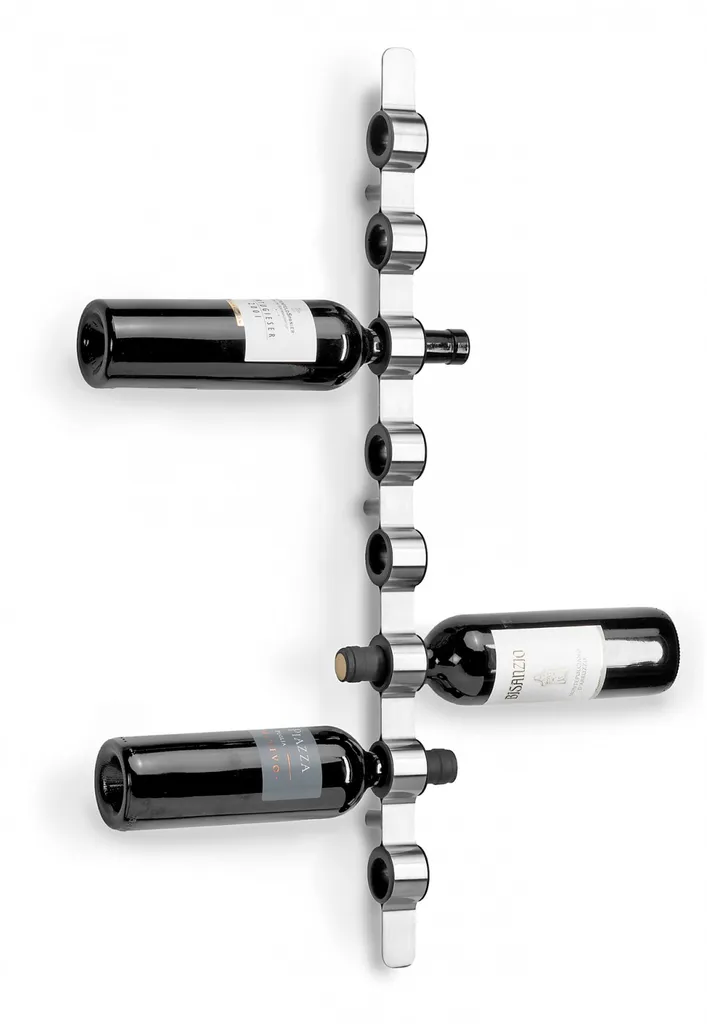 Range-bouteilles mural design Cioso pour 8 bouteilles en acier inoxydable