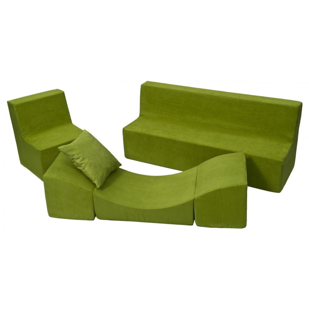 Kindermöbel-Set: Sessel + Sofa + Chaiselongue grün