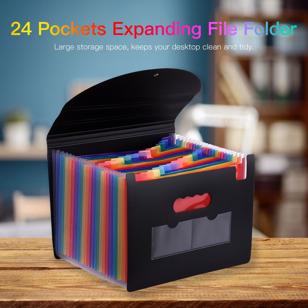 24 Taschen Expanding File Folder mit Cover Accordian File Organizer A4 Letter Size Document Organizer Regenbogen Farbe für Home Office Schule