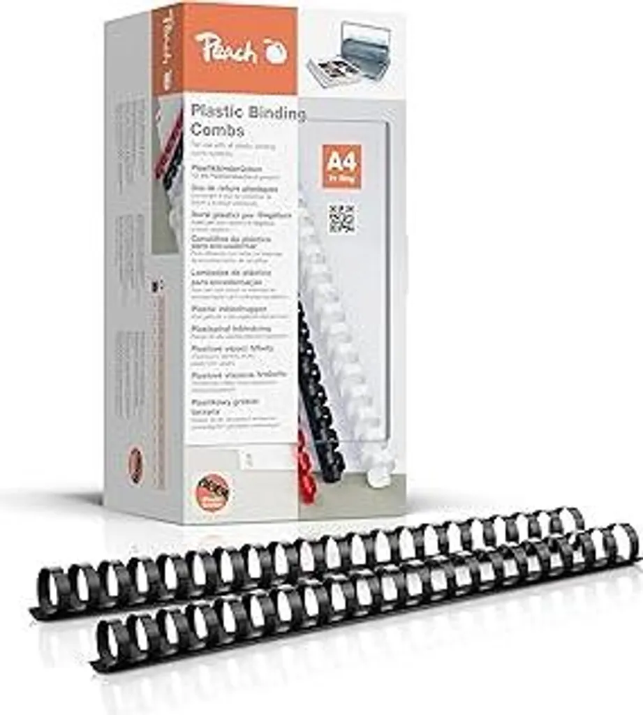 Rilegature in plastica Peach A4-25 mm - 240 fogli - 50 pezzi - nero - PB425-02