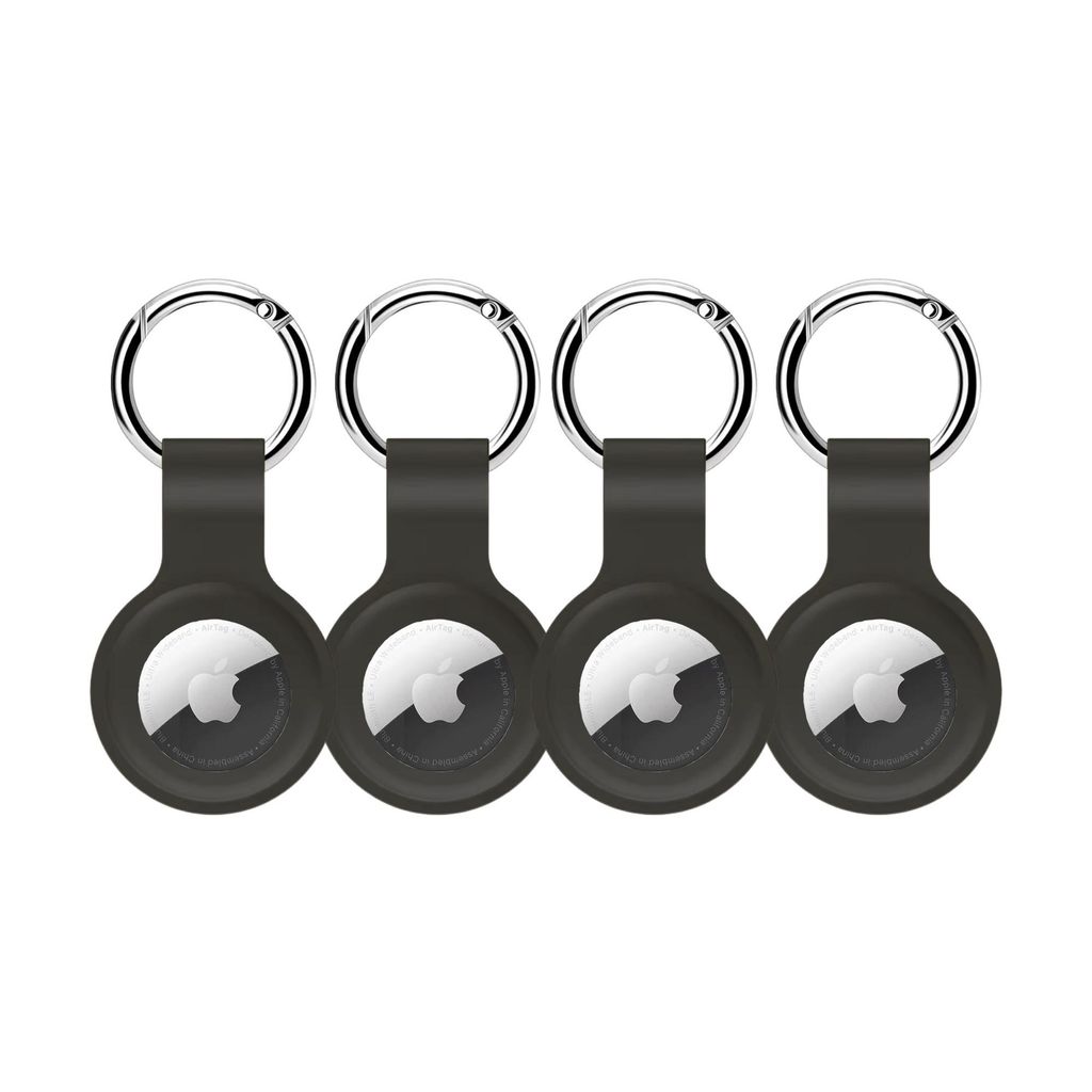 4x AirTag Anhänger Schwarz – AirTag Schlüsselanhänger / Hülle – Silikon Cover Case für Apple AirTag