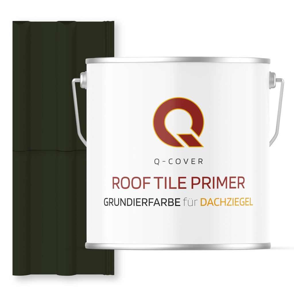 Grundierfarbe für Dachziegel Flaschengrün RAL 6007 5 L | wetterfeste Dachbeschichtung | für Ziegel, Beton, Eternit | UV-beständig | Q-COVER