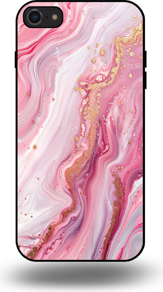 Smartphonica Handytasche passend für iPhone SE(2020-2022) mit Marmordruck - TPU Rückseitenschutzhülle Marmordesign - Pink
