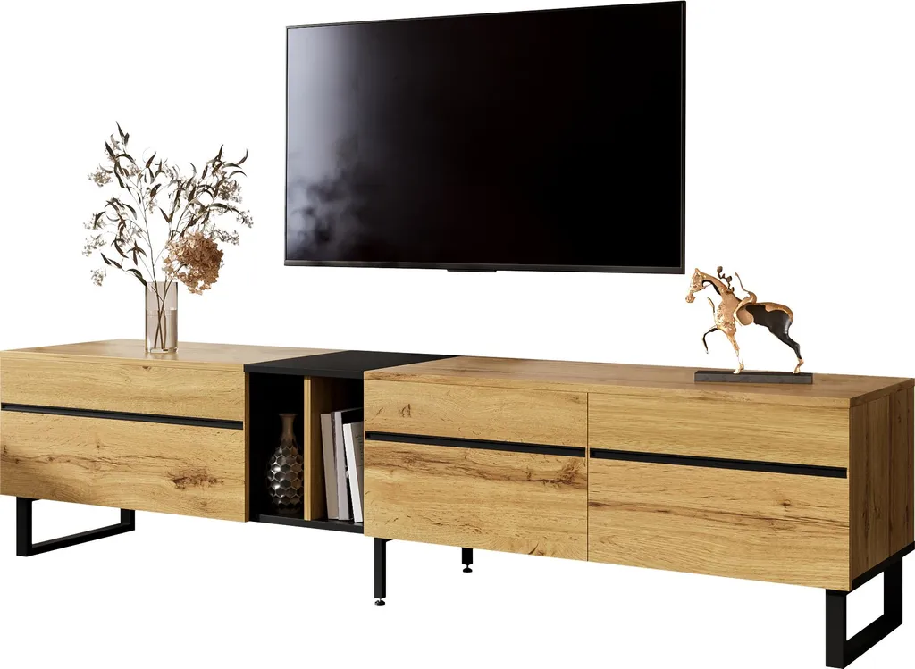 Banc TV 180 cm idéal pour optimiser le rangement du salon et multimédia