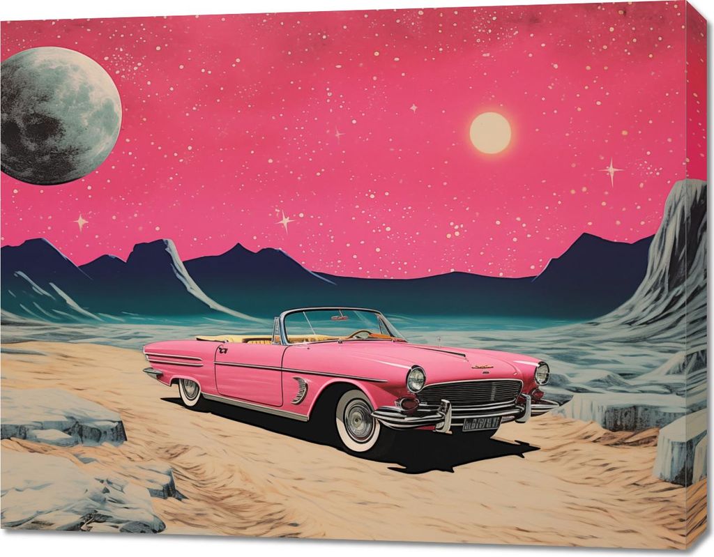 Bild 90x70cm Cabriolet Im Weltraum