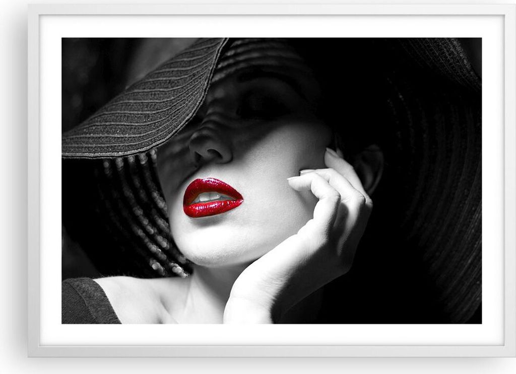 Gerahmtes Poster - Weißer Rahmen - Frau Gesicht Lippen - Produktbild 