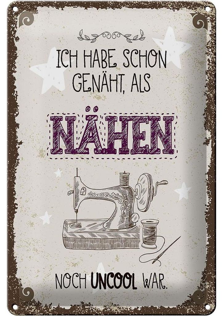 Blechschild NÄHEN habe schon genäht als, 30x20 cm, Produktbild 