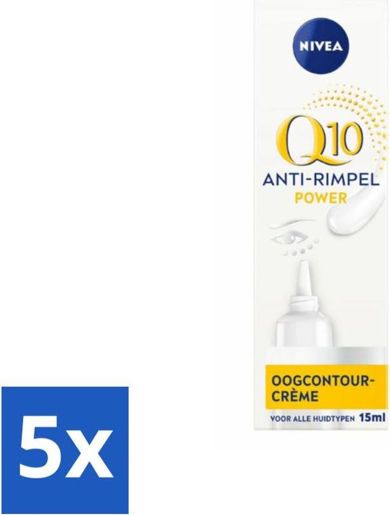 NIVEA - Augencreme - Q10 POWER - Gegen Augenringe & Fältchen - Für jeden Hauttyp - Mit Q10 & Kreatin - 15 ml - Vorteilspack - 5 Stücke