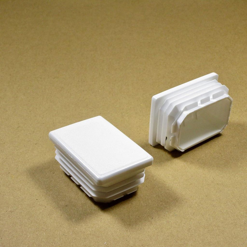 Ajile, 4 Stück, Rechteckiger Lamellenstopfen 60x40 mm (Wandstärke 1,0,2,5 mm), Weiß EPH230x4