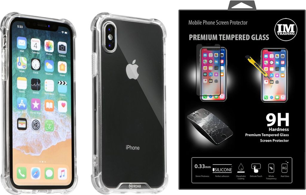Panzerhülle + 9H Panzerfolie Schutzglas Bumper SchutzHülle Silikon Hülle Tasche Panzerschale Panzer in Transparent kompatibel mit Huawei P30