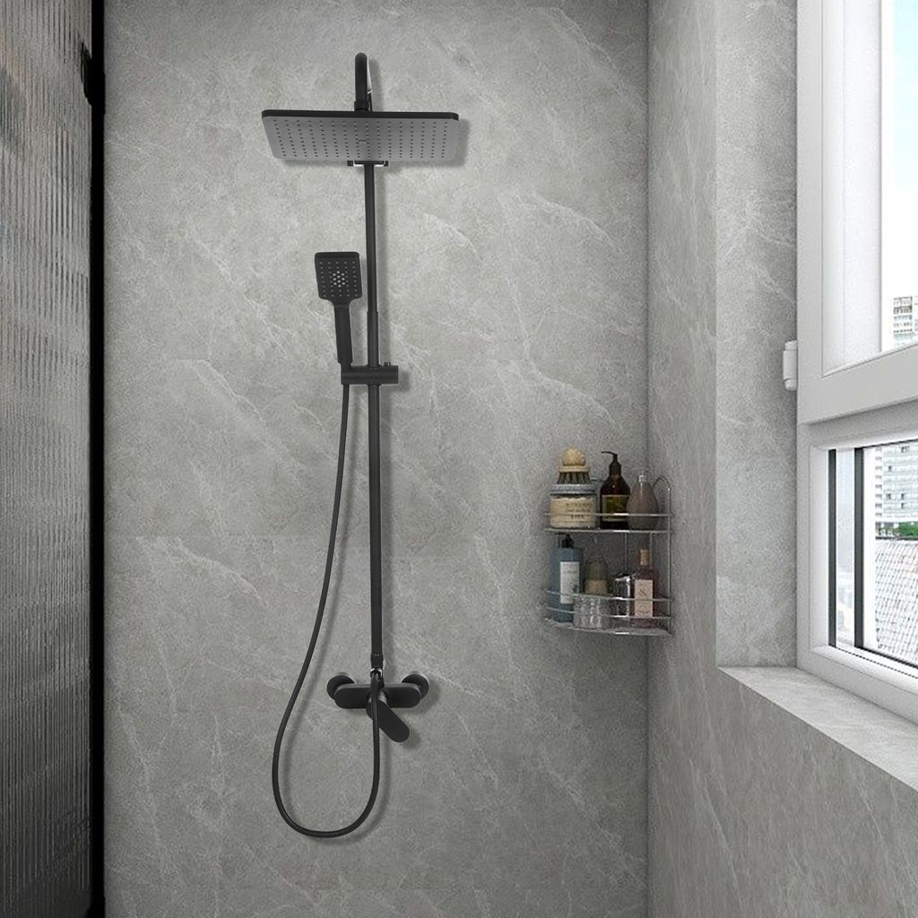 Duschsystem mit Regendusche Duscharmatur ABS-Gehäuse Schwarz Duschset