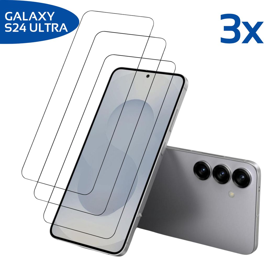3x Panzerfolie Displayschutz für Samsung Galaxy S24 Ultra Transparent Hartglas