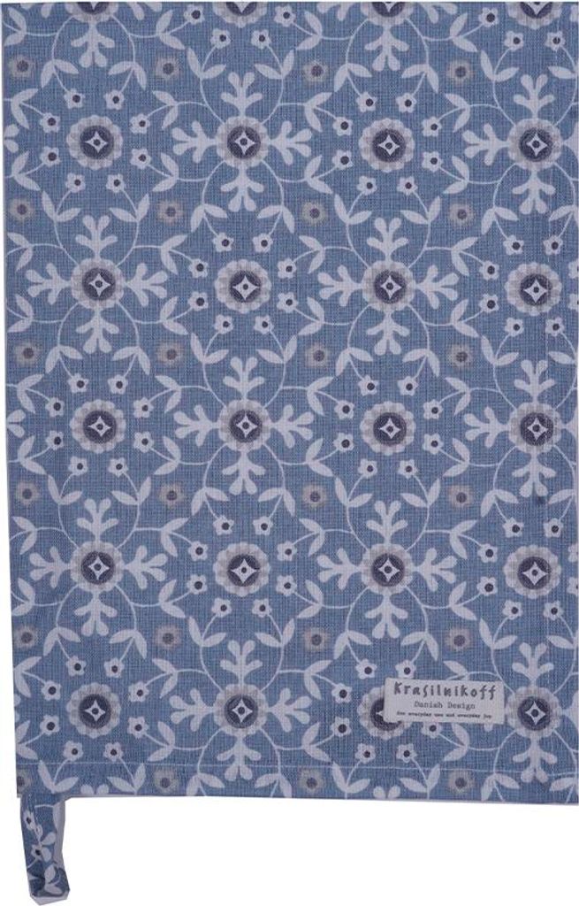Krasilnikoff – Geschirrtuch KW13385 – Square Dance Flowers, blue / Square Dance Blumen, blau