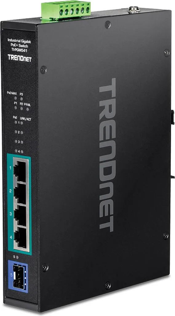 Switch PoE+ Durci 5 Ports Gigabit Rail-DIN Températures Étendues