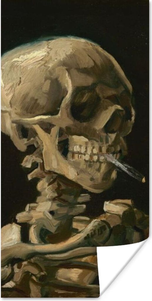 MuchoWow Poster Skelettkopf mit brennender Zigarette - Vincent van Gogh 60x120 cm - Wandschmuck
