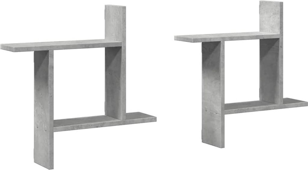 vidaXL Wandregale 2 Stk. Betongrau 50x12x50 cm Holzwerkstoff