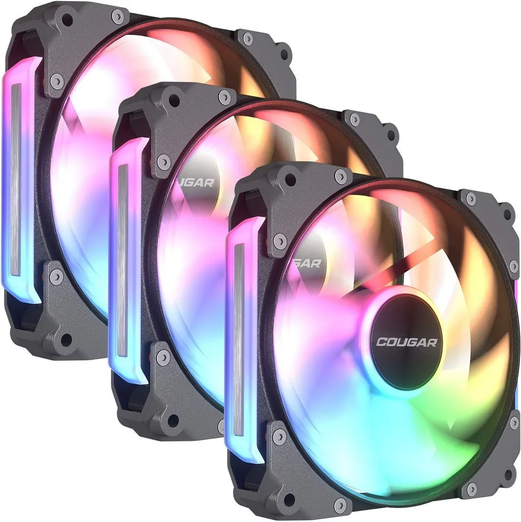 Ventilateur Boîtier 12cm RGB COUGAR CF-APR12HB3 Noir Silencieux x3