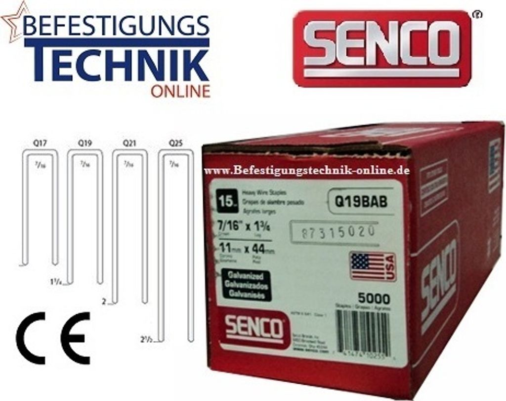 Senco Q6774/50 mm Q21BXBB Agrafes galvanisées Protection Image du produit 