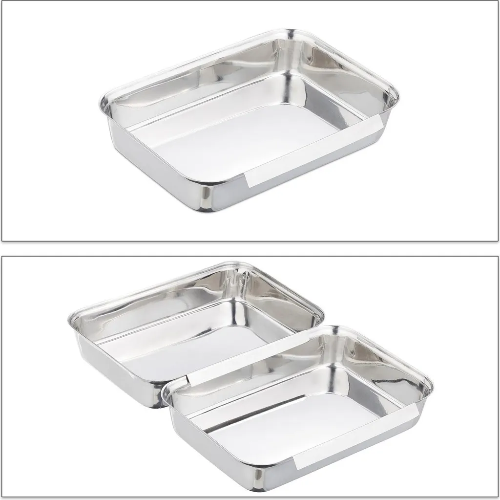 Plateaux à paner robustes en acier inox avec rebords larges et stables