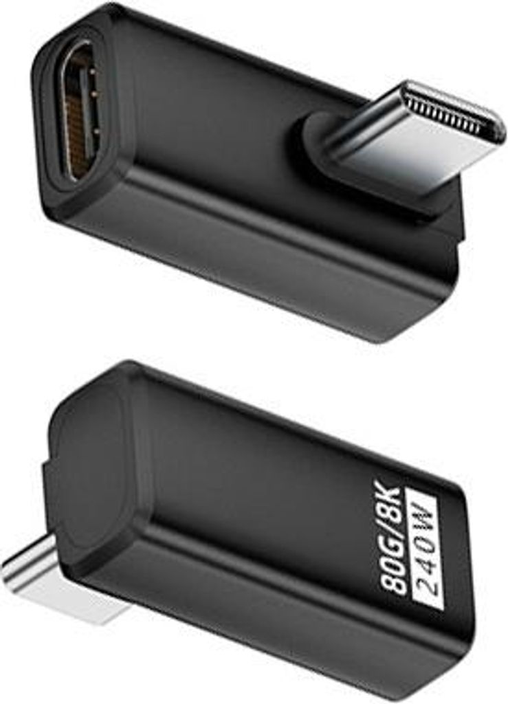 INF 240W 80Gbps USB-C Adapter (Buchse auf Stecker) - Winkelstecker 2er-Pack Schwarz