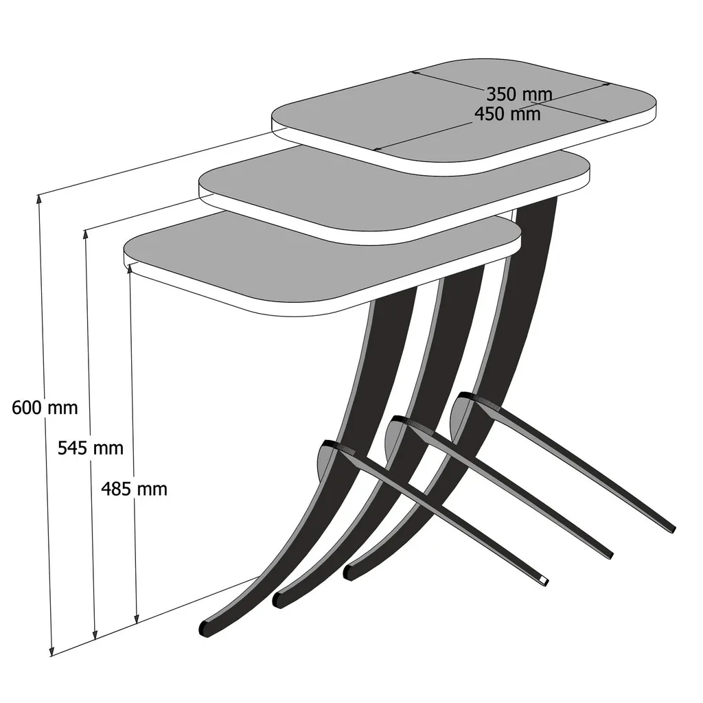 Table d'appoint robuste et facile à nettoyer lot de 3 tables