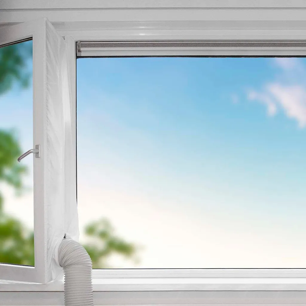 Joint Vitre Climatisation Nedis avec Fermeture Éclair pour Fenêtre Pivot