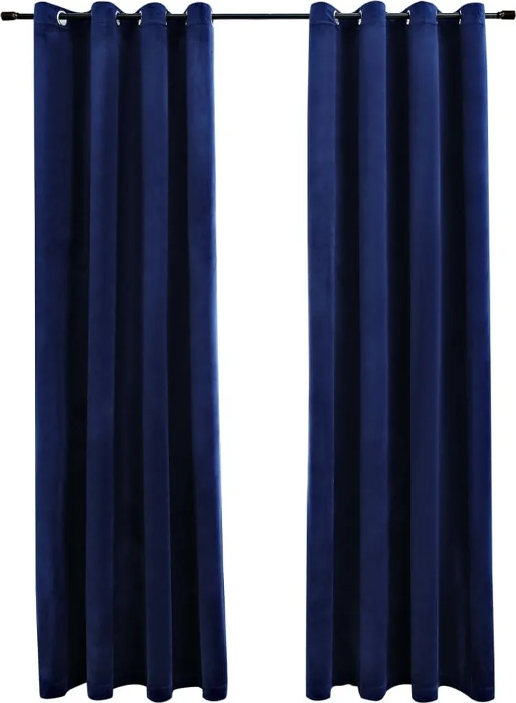 Tende Oscuranti Velluto Blu Scuro 140x245cm - Coppia 2 Pezzi Eleganti