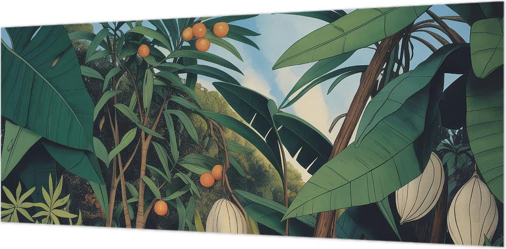 Wandtapete - Dekorative Tapete für Wohnzimmer- Tapetenfolie für Wanddekoration - 208x146 cm - Tropischer Dschungel