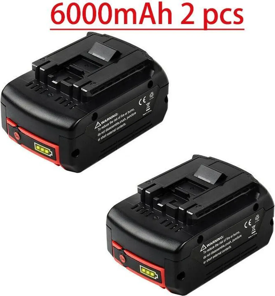 Batterie 18V 6.0Ah Haute Capacité pour Bosch BAT618 GBA18V - Rouge (X2)