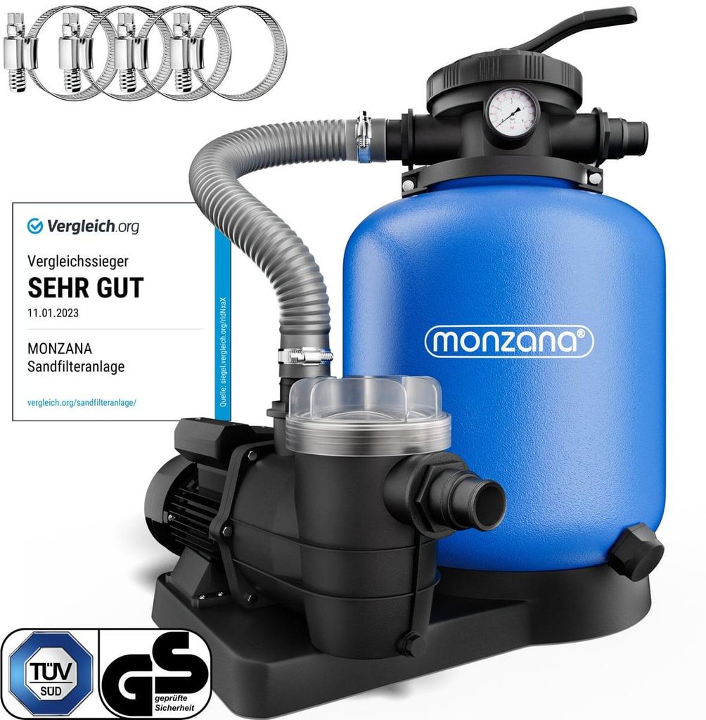 MONZANA® Sandfilteranlage 13.200L/h bis 58.000L Pool Produktbild 