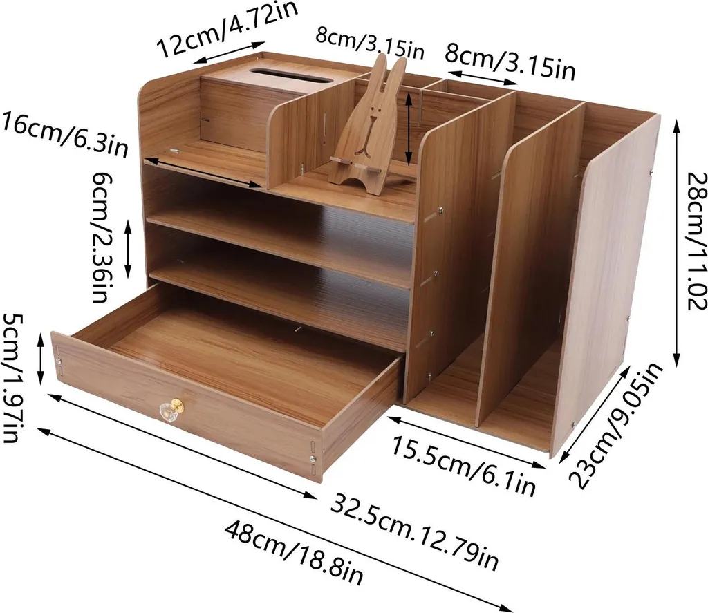 Libérez votre bureau du désordre : rangement bois A4 et support mobile - 2