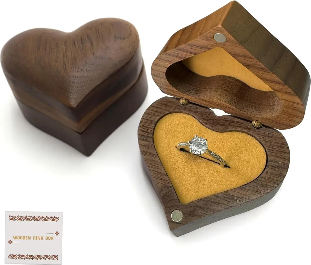 Coffret Demande en Fiançailles en Bois de Noyer pour Moment Inoubliable