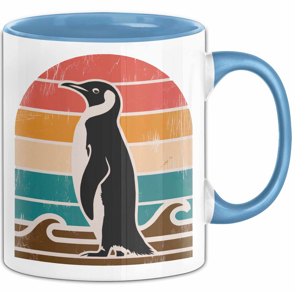 Retro Pinguin Tier Tasse Geschenk Lustige Geschenkidee Spruch (Blau)
