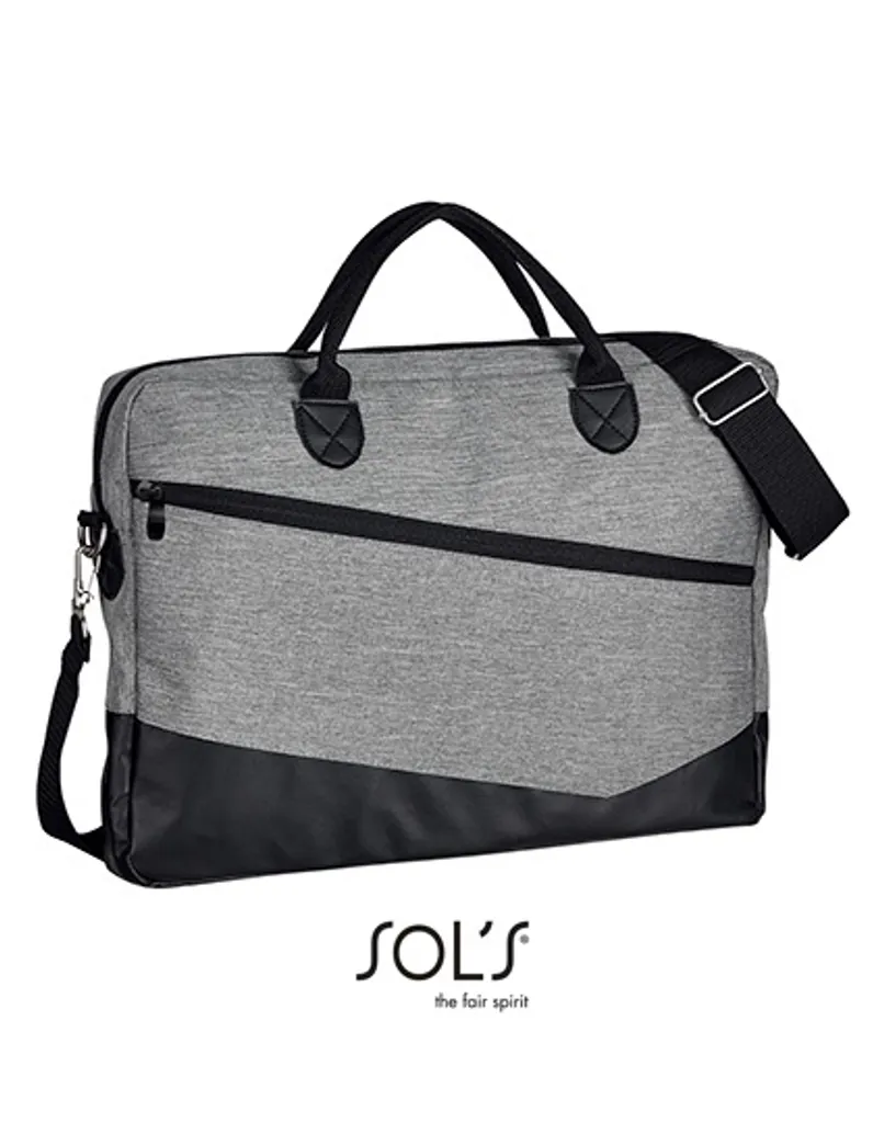 SOLs Bags 01395 | Cartella Manhattan Briefcase | 5 x 40 x 28 cm - Colore: Grigio Melange - Dimensioni: 5 x 40 x 28 cm