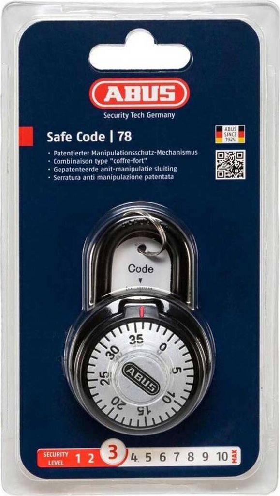 Abus Combination Lock 78/50 Padlock Black Schloss